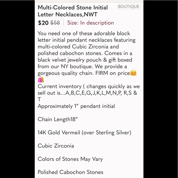 Multi-colored CZ & Stone Initial Necklaces-Boutique - Picture 16 of 16